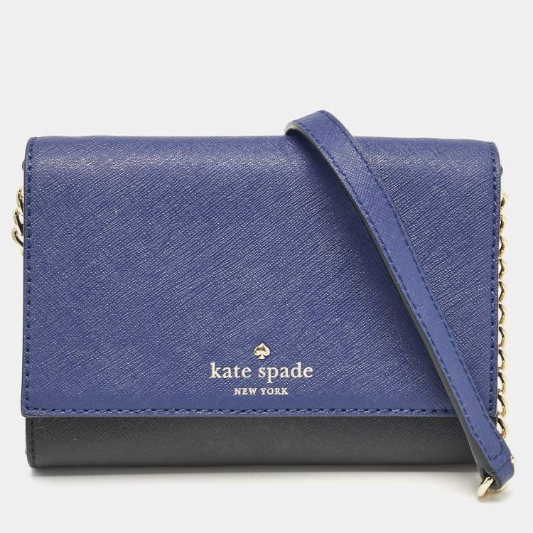 Kate Spade Blue Black Leather Cedar Street Magnolia Crossbody Bag Kate Spade TLC