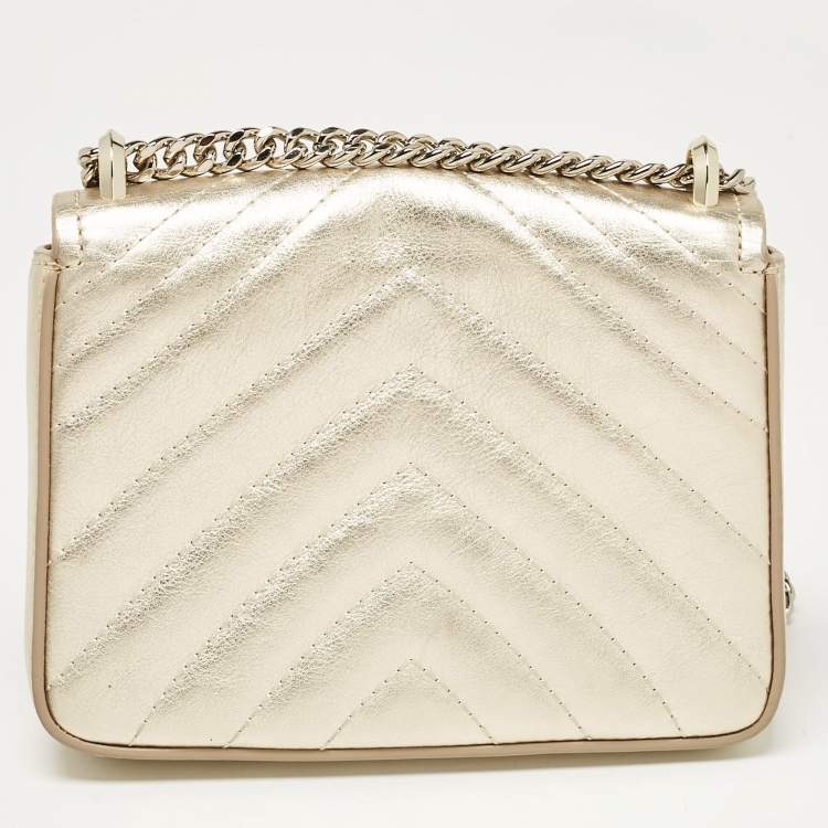 Pre Owned Kate Spade Gold Quilted Leather Amelia Jeweled Chain Shoulder Bag