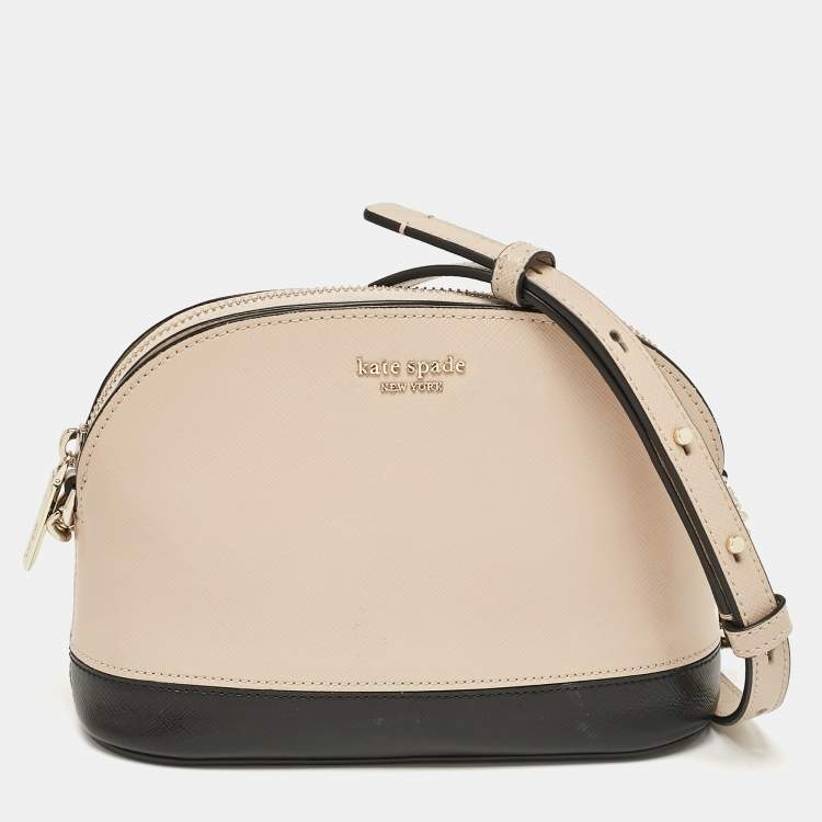 Pre Owned Kate Spade Beige/Black Leather Small Spencer Crossbody Bag