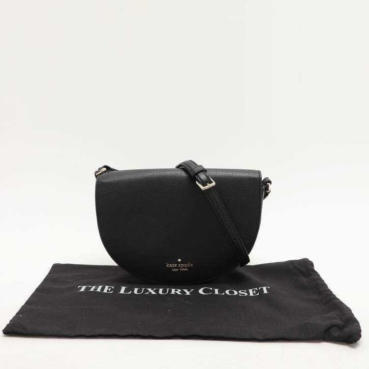 Pre Owned Kate Spade Black Leather Luna Crescent Crossbody Bag