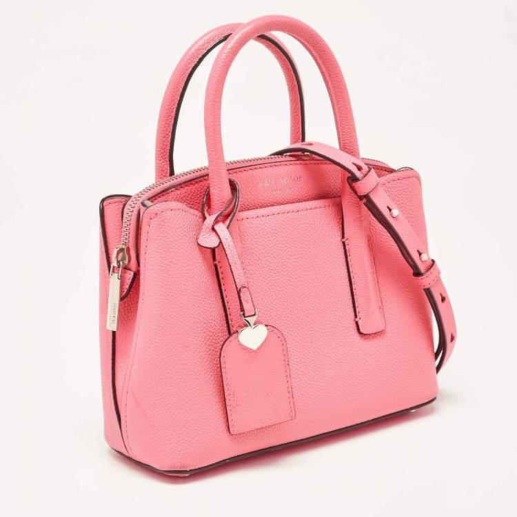 Pre Owned Kate Spade Peach Leather Margaux Mini Satchel 
