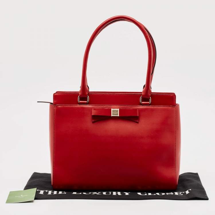 Pre Owned Kate Spade Red Leather Beacon Court Jeanne Tote