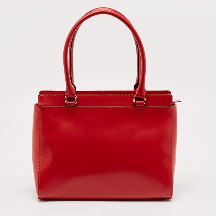 Pre Owned Kate Spade Red Leather Beacon Court Jeanne Tote