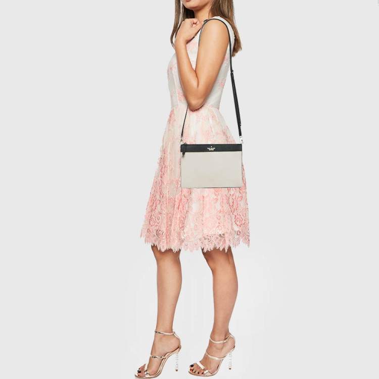 Pre Owned Kate Spade Beige/Black Leather Cameron Street Clarise Crossbody Bag