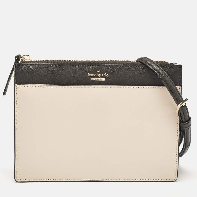 Pre Owned Kate Spade Beige/Black Leather Cameron Street Clarise Crossbody Bag