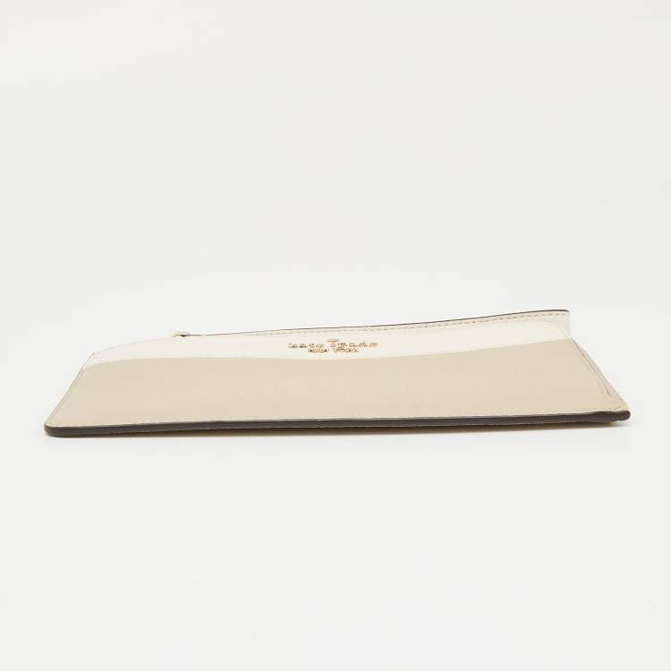 Pre Owned Kate Spade Beige/Cream Leather L Zip Wristlet Wallet