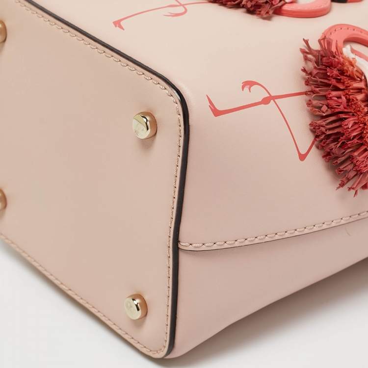 Pre Owned Kate Spade Pink Leather By The Pool Flamingo Pippa Bucket Bag