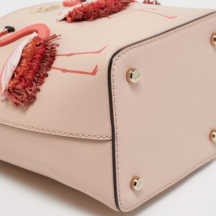 Pre Owned Kate Spade Pink Leather By The Pool Flamingo Pippa Bucket Bag