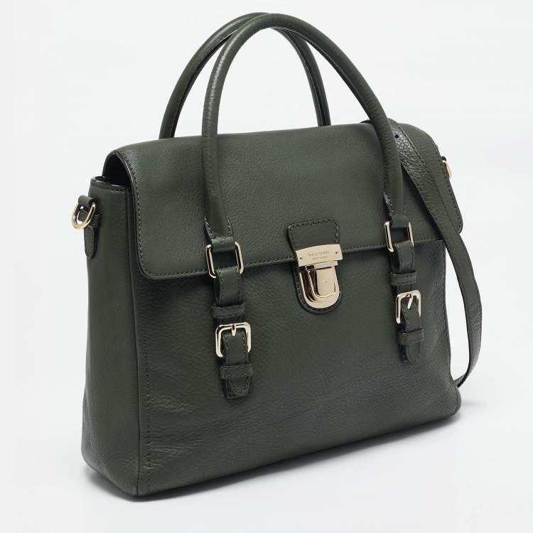 Pre Owned Kate Spade Olive Green Leather Lola Avenue Rollins Tote