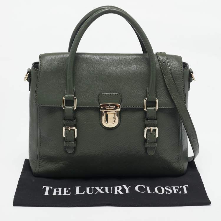 Pre Owned Kate Spade Olive Green Leather Lola Avenue Rollins Tote