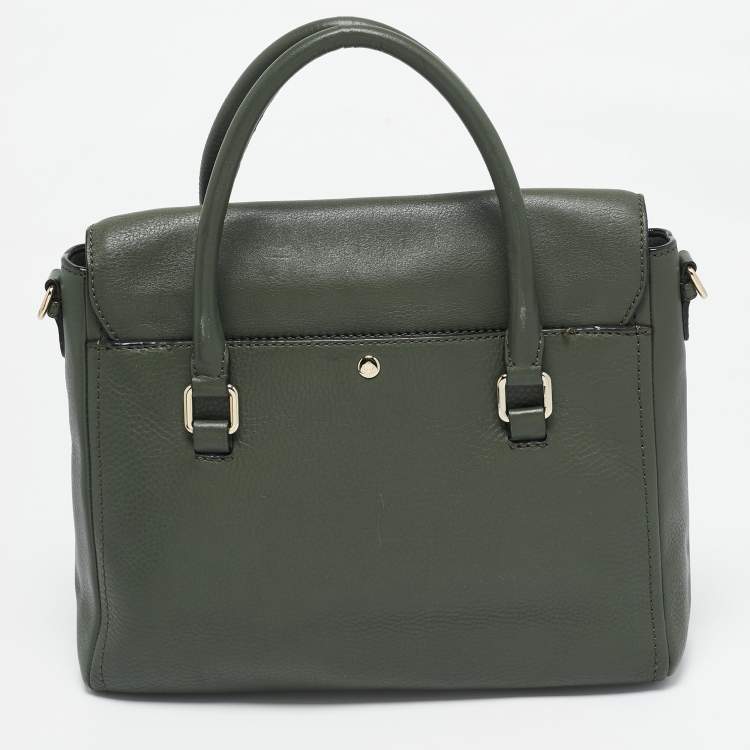 Pre Owned Kate Spade Olive Green Leather Lola Avenue Rollins Tote