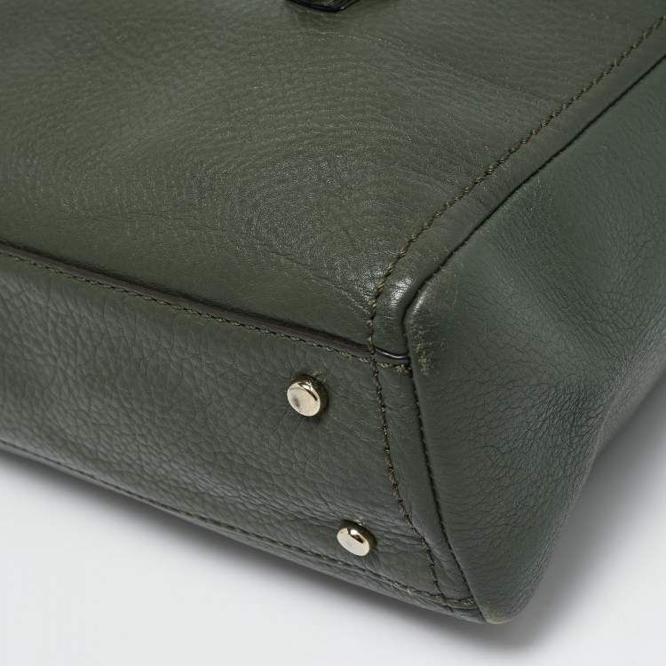 Pre Owned Kate Spade Olive Green Leather Lola Avenue Rollins Tote