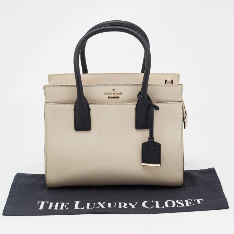 Pre Owned Kate Spade Beige/Black Leather Cameron Street Candace Tote