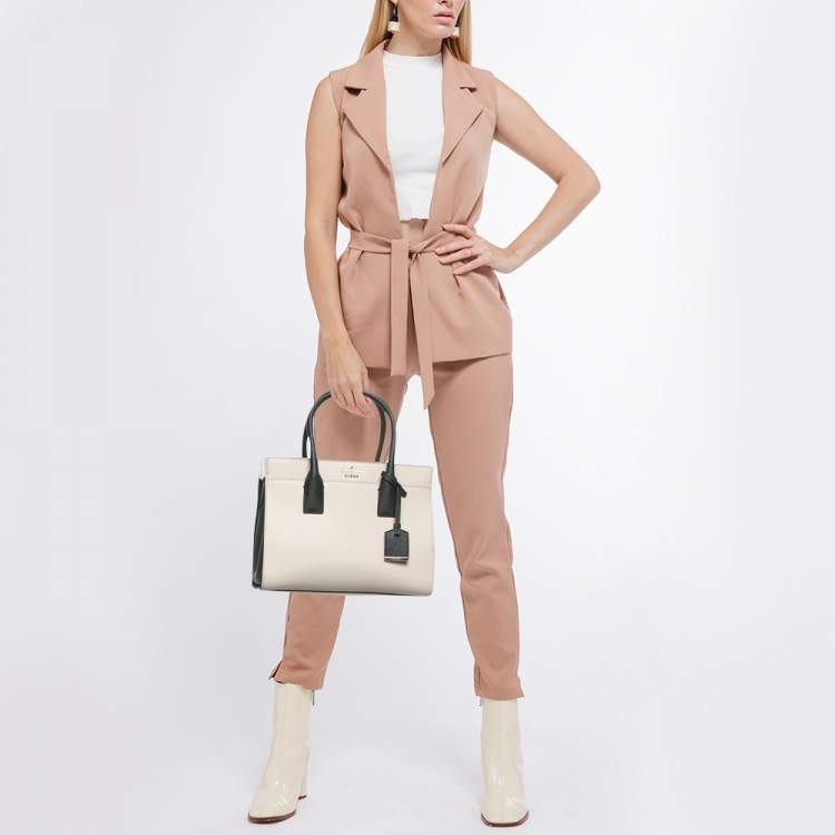 Pre Owned Kate Spade Beige/Black Leather Cameron Street Candace Tote