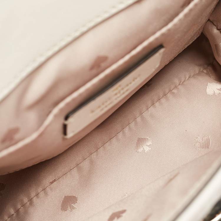 Pre Owned Kate Spade Ivory White Quilted Leather Natalia Flap Shoulder Bag