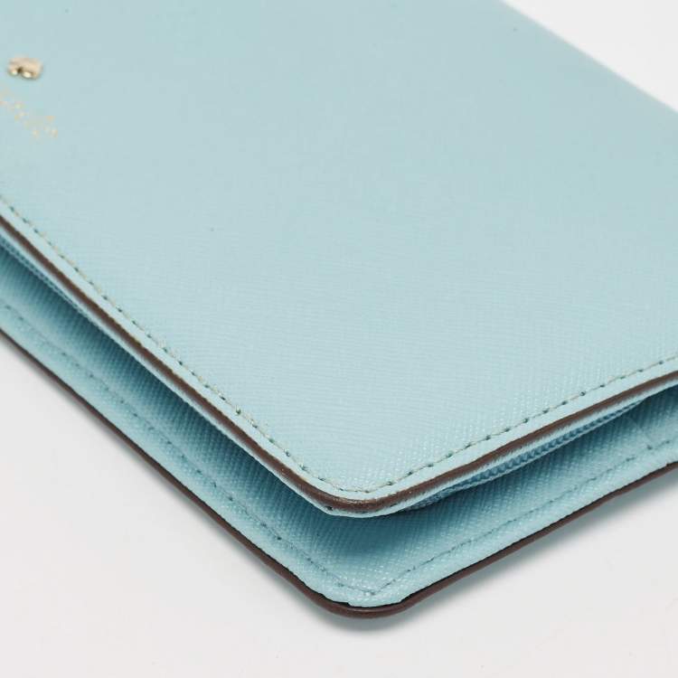 Pre Owned Kate Spade Light Blue Leather Bifold Continental Wallet