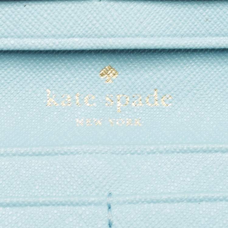 Pre Owned Kate Spade Light Blue Leather Bifold Continental Wallet
