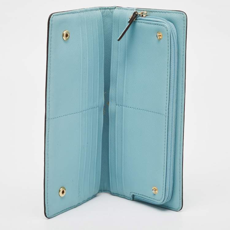 Pre Owned Kate Spade Light Blue Leather Bifold Continental Wallet