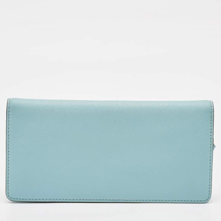 Pre Owned Kate Spade Light Blue Leather Bifold Continental Wallet