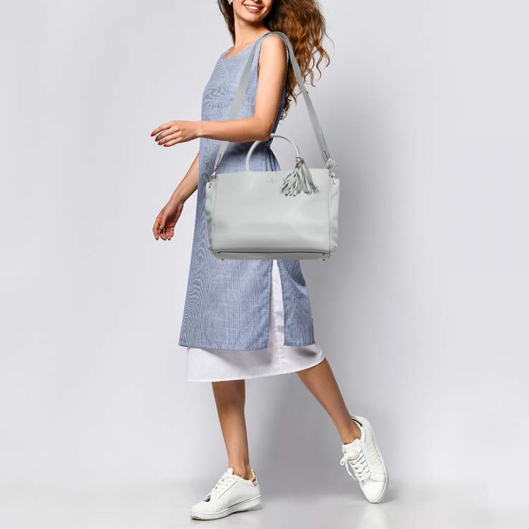 Pre Owned Kate Spade Grey Leather Larson Tote