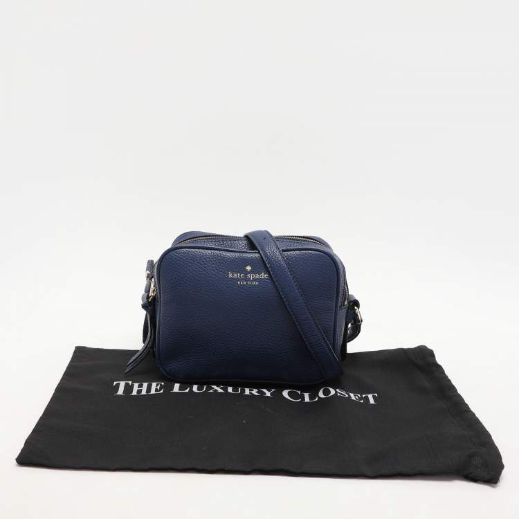 Pre Owned Kate Spade Blue Leather Mulberry Street Pyper Double Zip Crossbody Bag