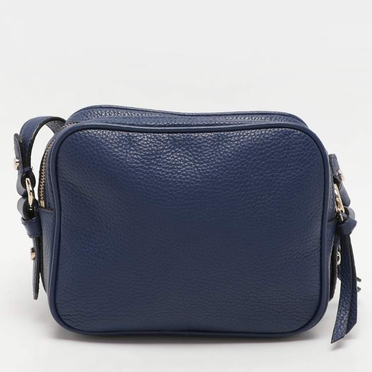 Pre Owned Kate Spade Blue Leather Mulberry Street Pyper Double Zip Crossbody Bag