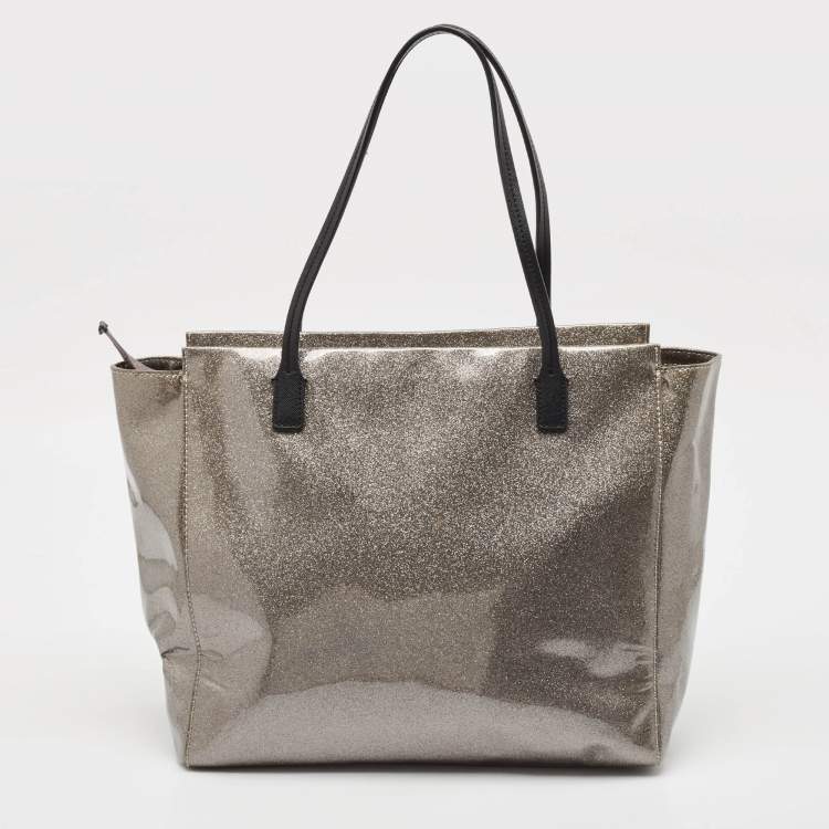 Pre Owned Kate Spade Dark Beige Glitter PVC Mavis Street Taden Tote