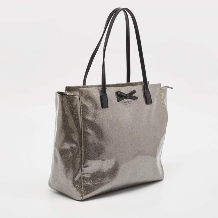 Pre Owned Kate Spade Dark Beige Glitter PVC Mavis Street Taden Tote