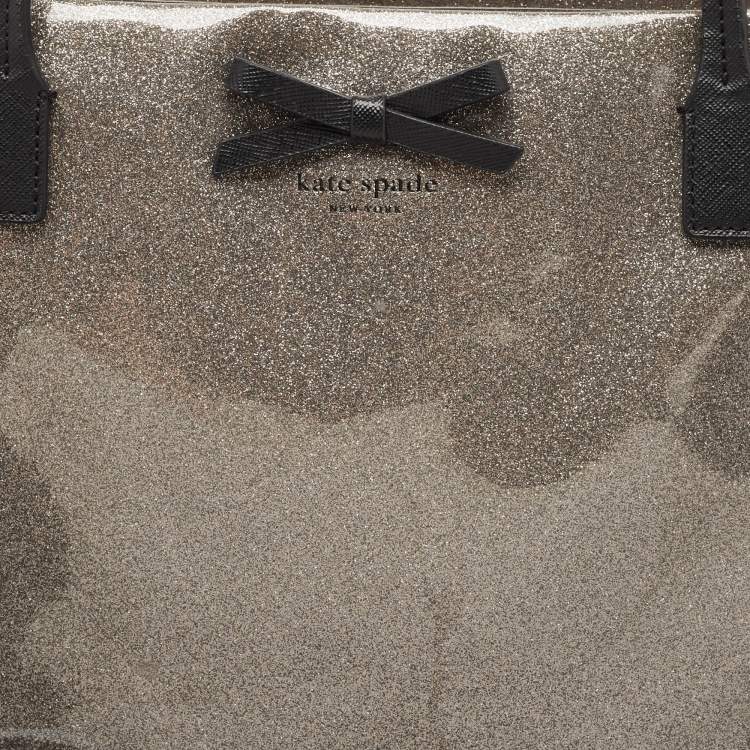 Pre Owned Kate Spade Dark Beige Glitter PVC Mavis Street Taden Tote