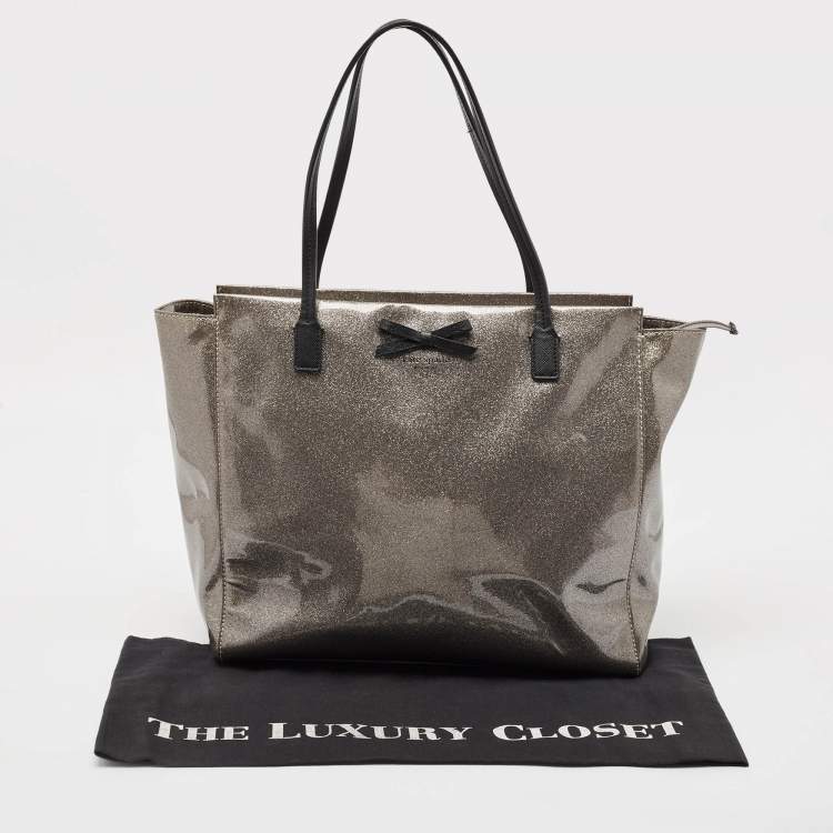 Pre Owned Kate Spade Dark Beige Glitter PVC Mavis Street Taden Tote