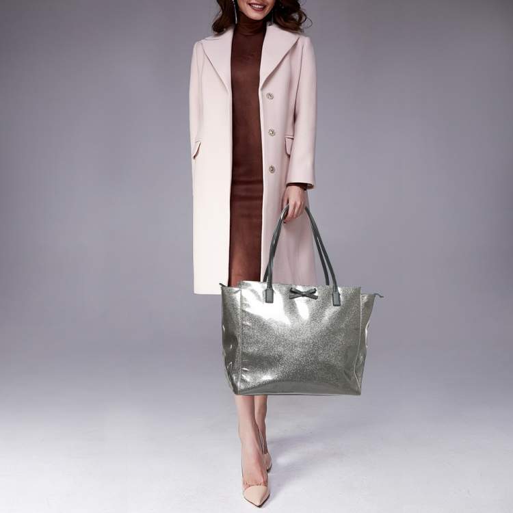 Pre Owned Kate Spade Dark Beige Glitter PVC Mavis Street Taden Tote