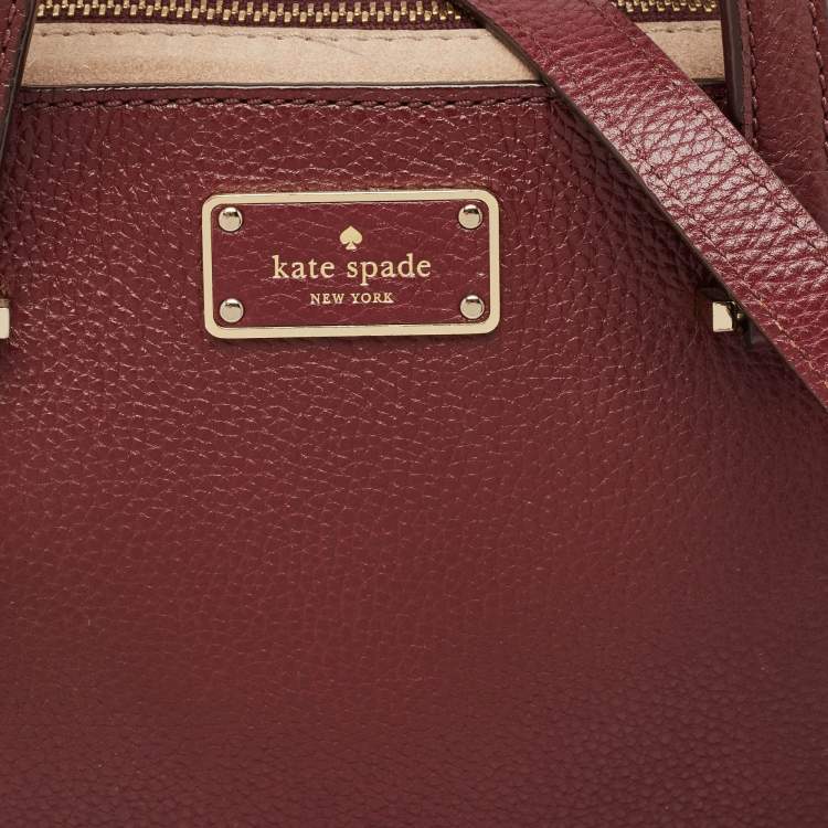 Pre Owned Kate Spade Burgundy/Beige Leather and Suede Satchel