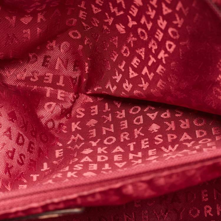 Pre Owned Kate Spade Burgundy/Beige Leather and Suede Satchel