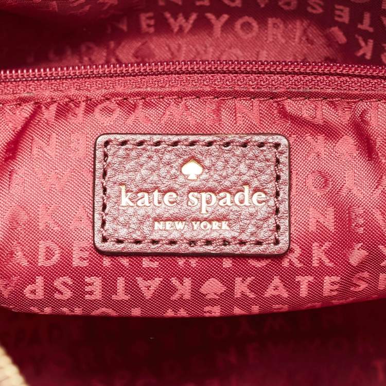 Pre Owned Kate Spade Burgundy/Beige Leather and Suede Satchel