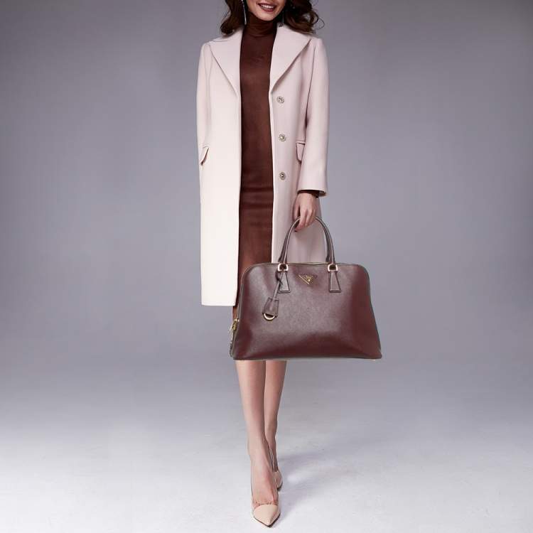 Pre Owned Kate Spade Burgundy/Beige Leather and Suede Satchel