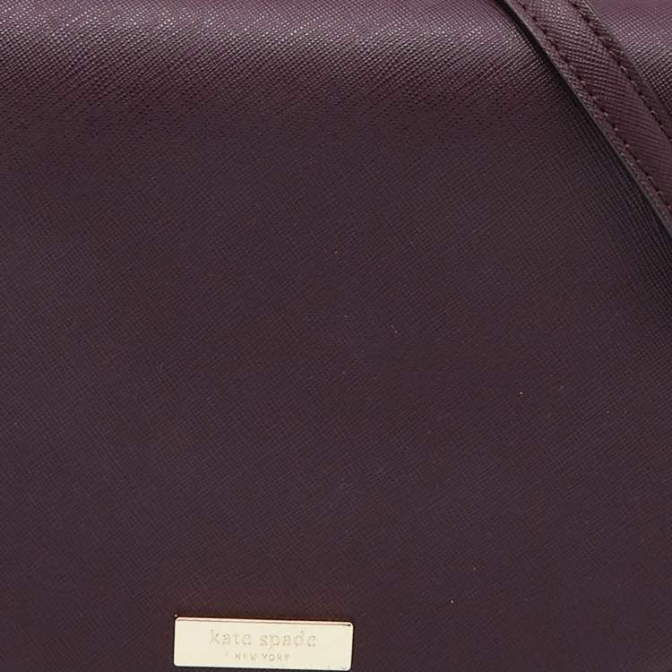 Pre Owned Kate Spade Plum Purple Leather Large Laurel Way Carsen Crossbody Bag