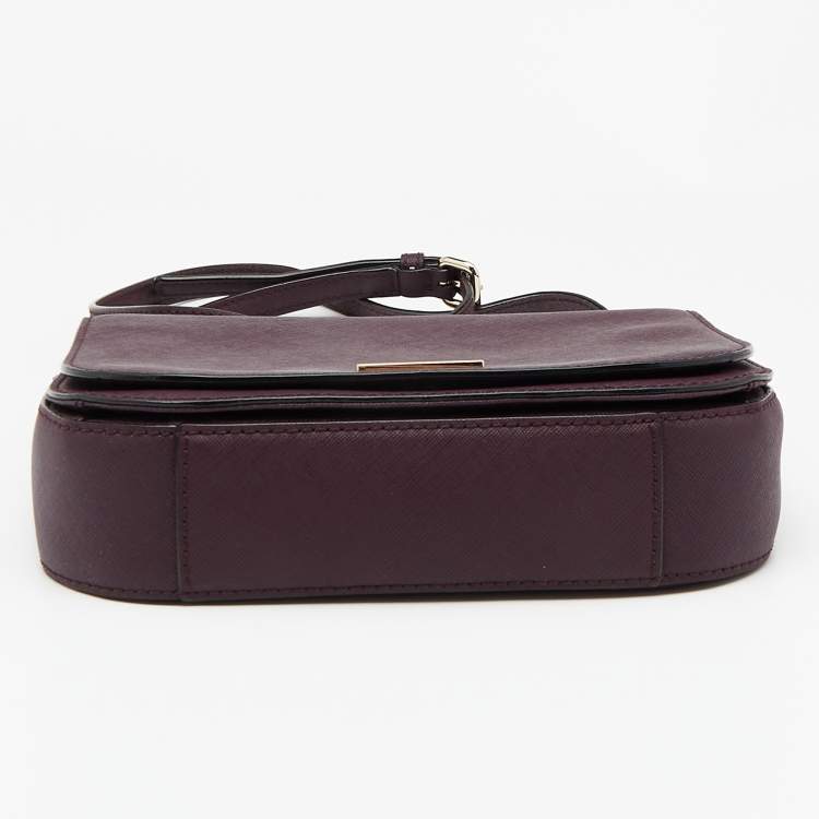 Pre Owned Kate Spade Plum Purple Leather Large Laurel Way Carsen Crossbody Bag