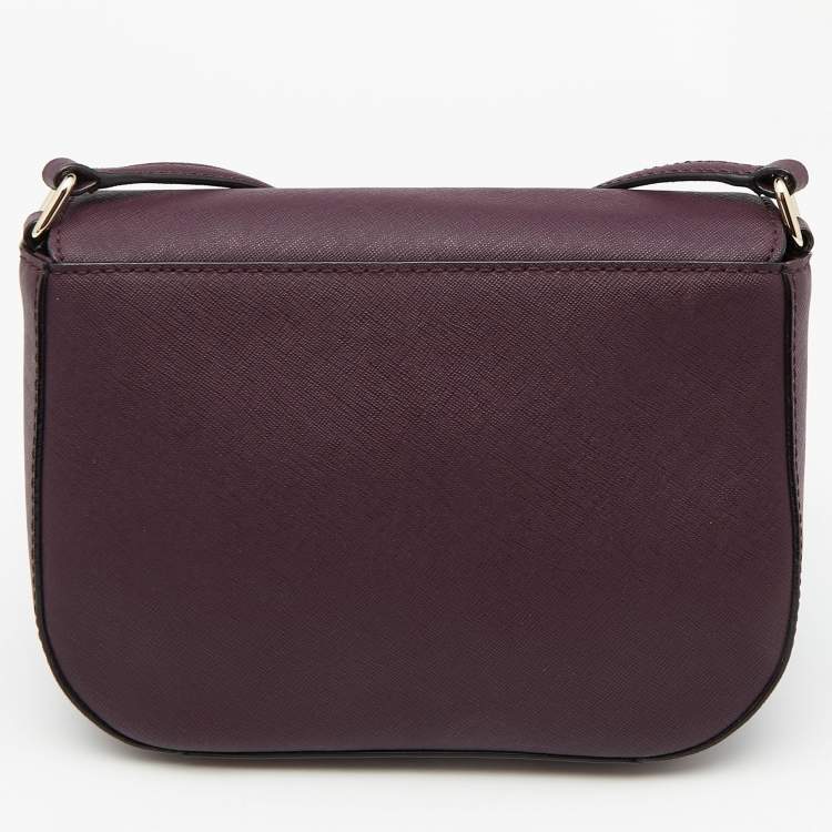 Pre Owned Kate Spade Plum Purple Leather Large Laurel Way Carsen Crossbody Bag