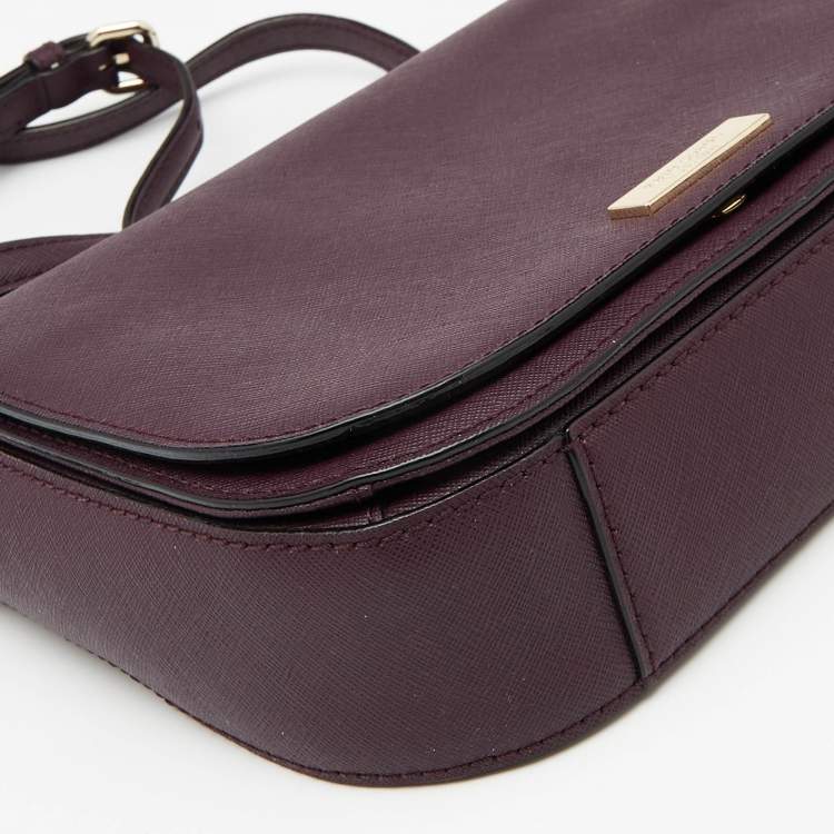Pre Owned Kate Spade Plum Purple Leather Large Laurel Way Carsen Crossbody Bag