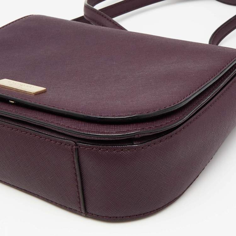 Pre Owned Kate Spade Plum Purple Leather Large Laurel Way Carsen Crossbody Bag