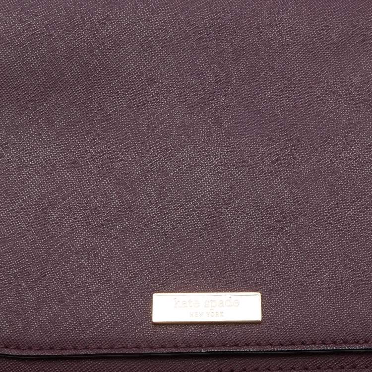 Pre Owned Kate Spade Plum Purple Leather Large Laurel Way Carsen Crossbody Bag