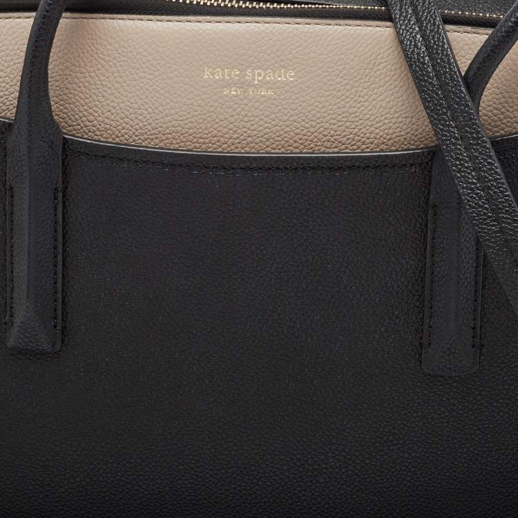 Pre Owned Kate Spade Black/Beige Leather Margaux Universal Laptop Bag