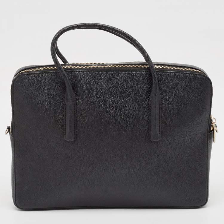 Pre Owned Kate Spade Black/Beige Leather Margaux Universal Laptop Bag