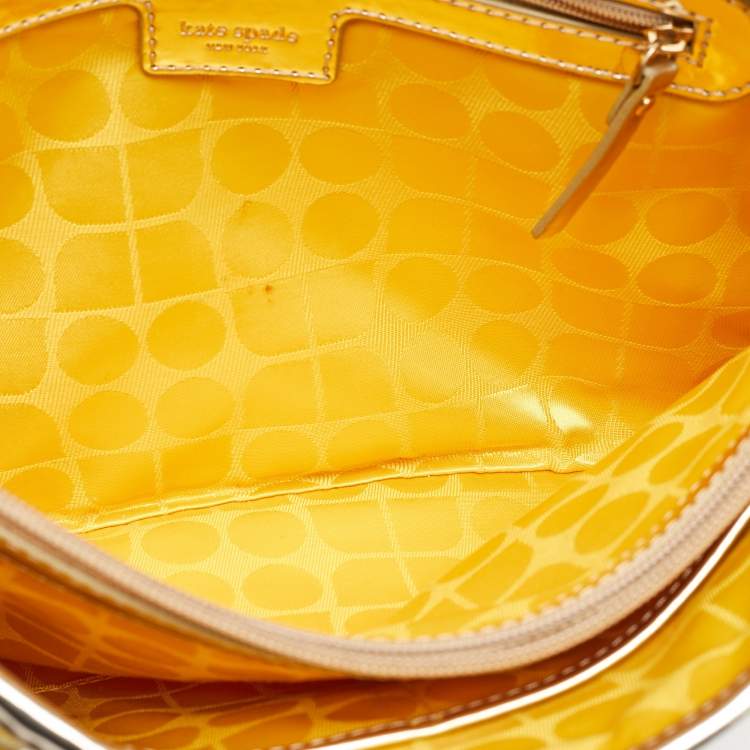 Pre Owned Kate Spade Tri Color Woven Laminated Leather and Fabric Paola Clutch