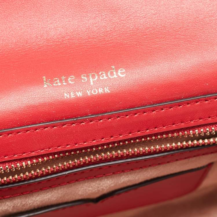 Pre Owned Kate Spade Red Leather Small Lula Saddle Crossbody Bag