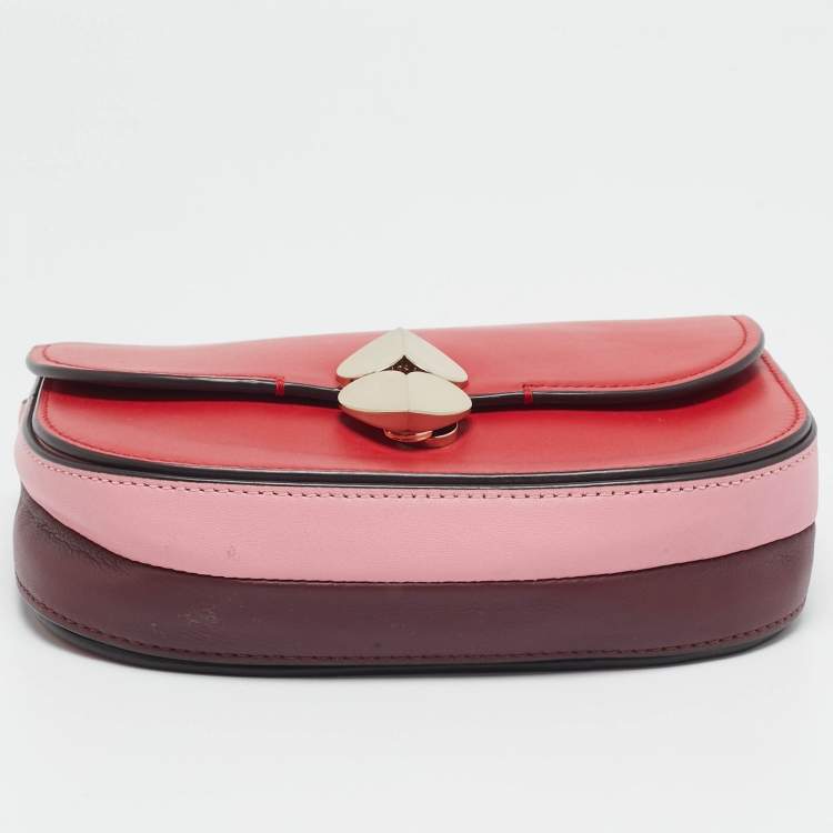 Pre Owned Kate Spade Red Leather Small Lula Saddle Crossbody Bag