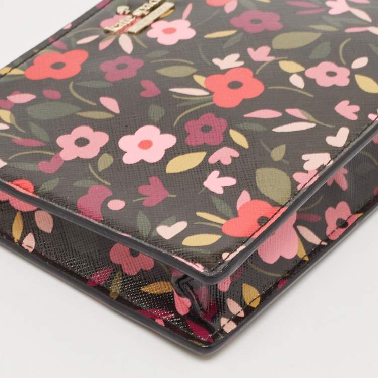 Pre Owned Kate Spade Multicolor Floral Print Leather Wristlet Pouch