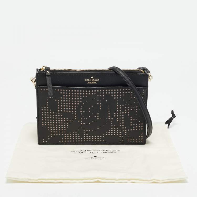 Pre Owned Kate Spade Black Leather Cameron Street Clarise Crossbody Bag  