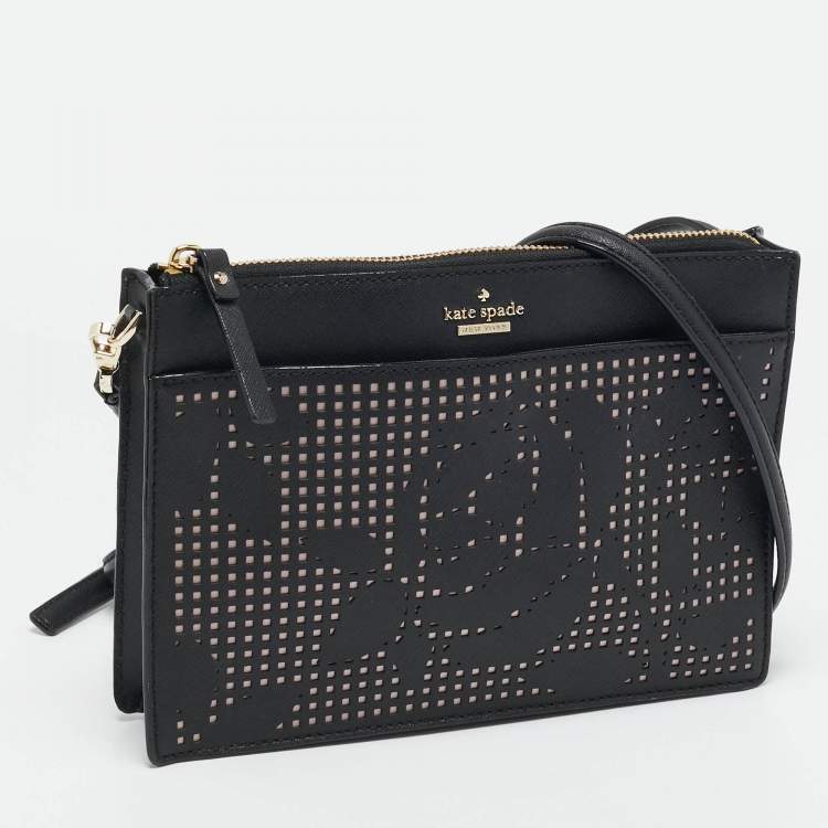 Pre Owned Kate Spade Black Leather Cameron Street Clarise Crossbody Bag  