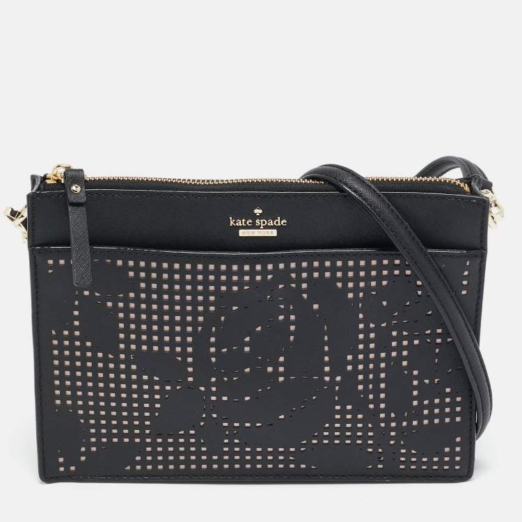 Pre Owned Kate Spade Black Leather Cameron Street Clarise Crossbody Bag  